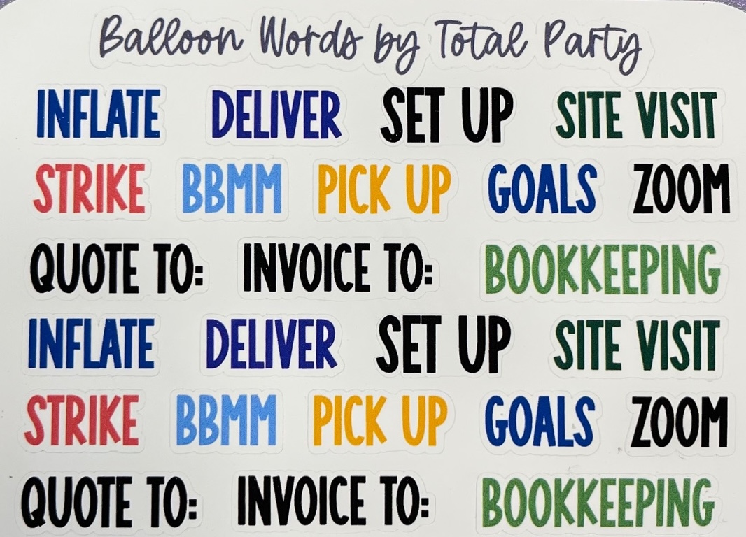 Balloon Words Sticker Sheet